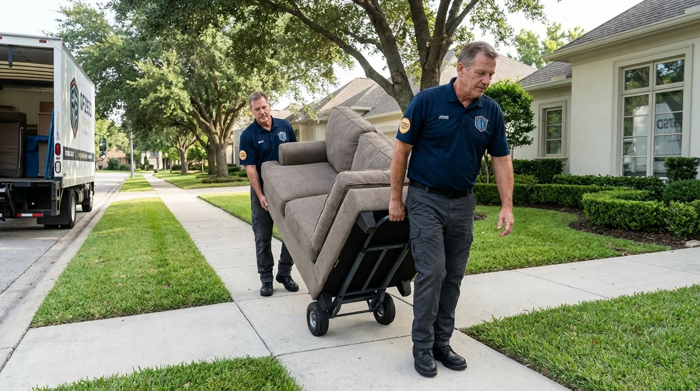 Local residential moving crew loading furniture in Spencer, NC