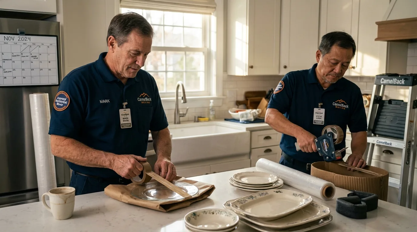 Professional crew packing kitchen dishware in Spencer, NC